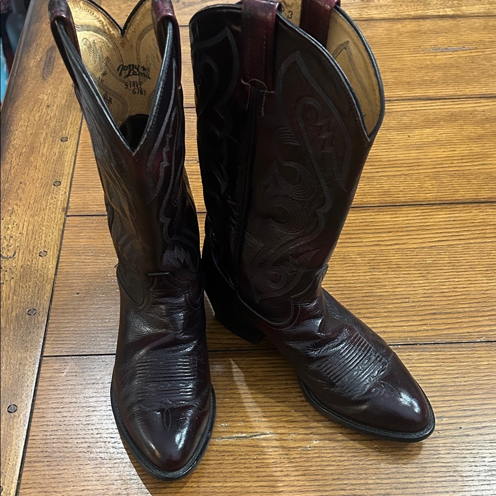 Tony Lama Leather Cowboy Boots